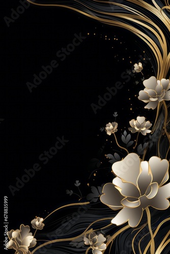 graphic vertical frame, white, flowers, black background, decoro floreale verticale rettangolare dorso carta cartolina copertina libro