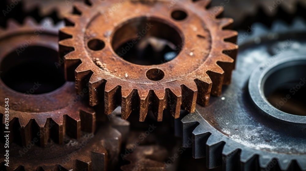 Rusty and Shinny Gears Working Together.
Rusty and Shinny Gears Working Together.