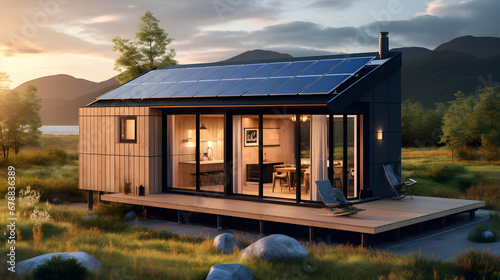 Eco-friendly tiny home with solar panels