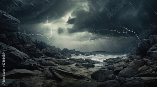Stormy Rocky Background.