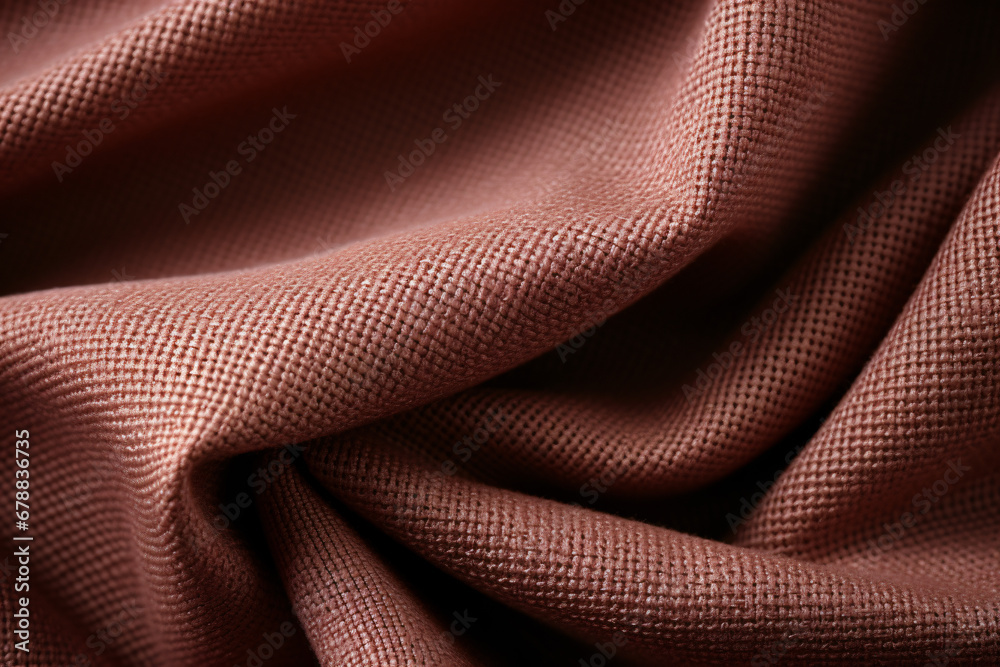 Folded brown textured fabric with diagonal weave pattern Folded brown textured fabric with diagonal weave pattern