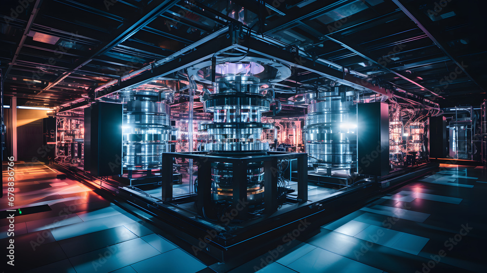 Quantum research lab with several computing machines