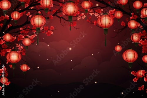 Chinese new year background with lamps
