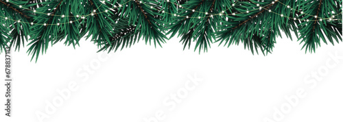 Vector Christmas Branches Border with light
