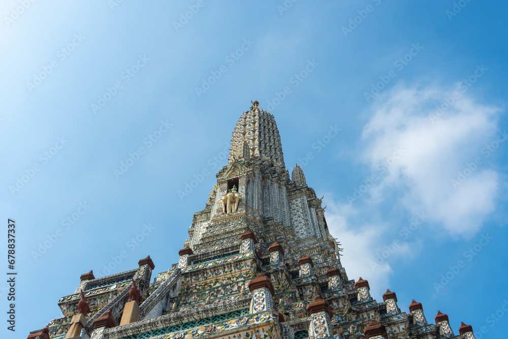 Wat Arun Temple in Bangkok Thailand. Wat Arun is among best known of Thailand landmarks. Temple of Dawn famous tourist destination in Bangkok.