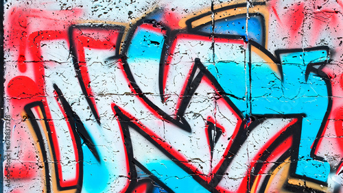 Wall with colored graffiti (Generate AI)