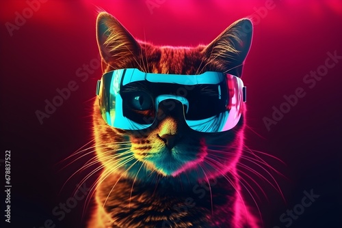 Cat in virtual reality glasses © Elena