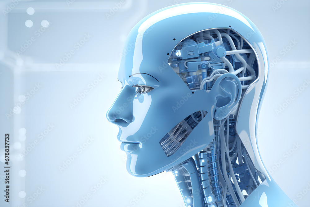 Cyborg human robot face with AI Cyborg human robot face with AI