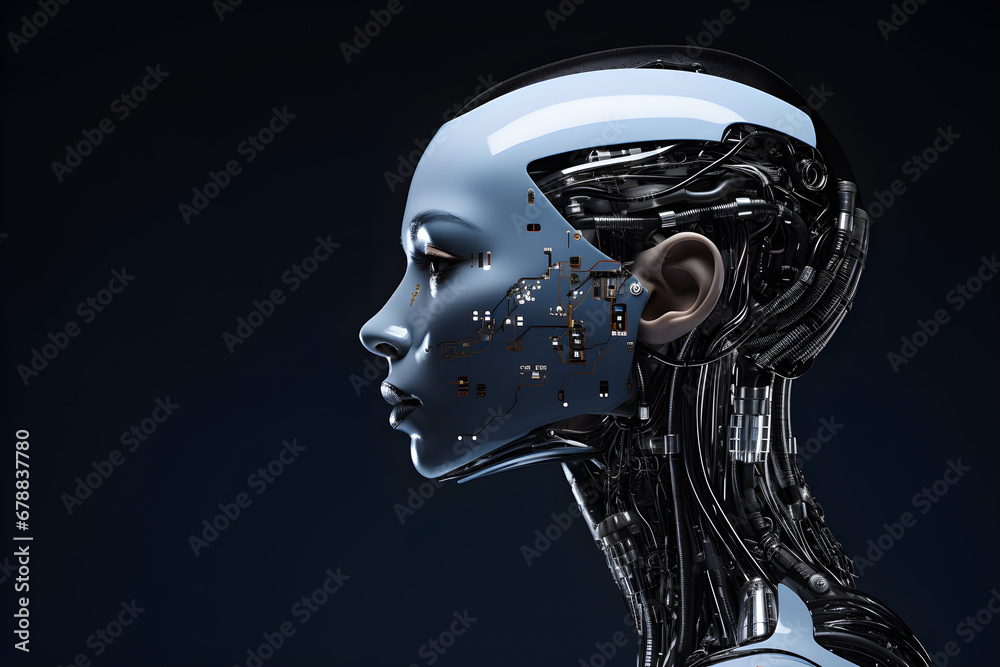 Girl cyborg robot AI face