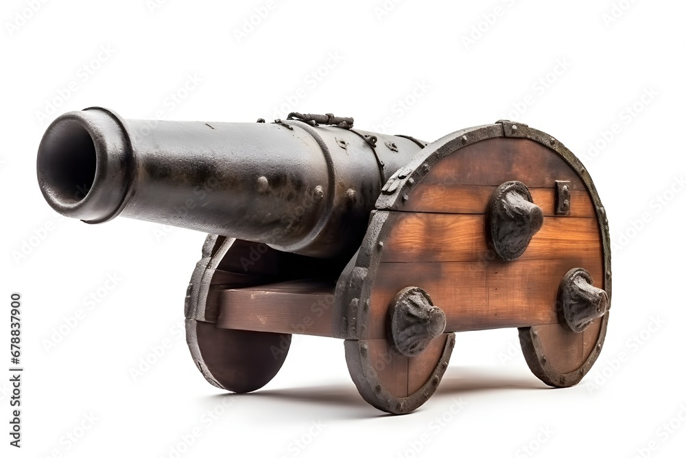 Old ancient cannon isolated on white background Old ancient cannon isolated on white background