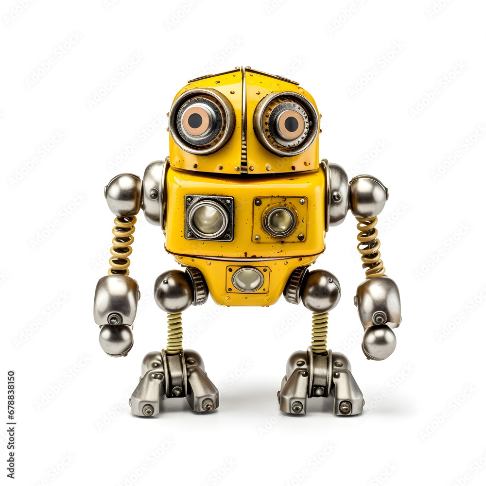 Yellow robot isolated on white background