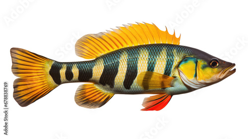 Many bass fish isolated on transparent background