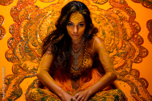 Henna Elegance: Explore the Cultural Richness in Vibrant Visuals of Arab Women, Engaged in a Henna Ceremony, Where Tradition, Celebration, and Artistic Beauty Converge.