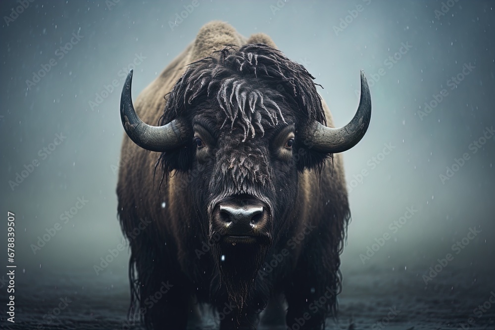 Naklejka premium A majestic bison. Great for photos of wildlife, national parks, nature, conservation, great plains and more.