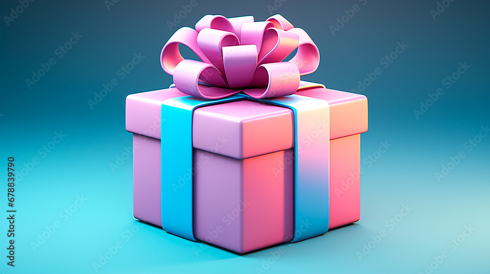 Obraz premium Regalo render 3d brillante - Cinta regalo rosa y azul obsequio modelado