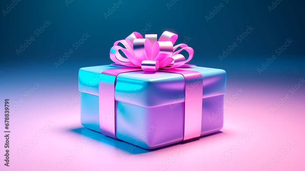 Regalo render 3d brillante - Cinta regalo rosa y azul obsequio modelado Regalo render 3d brillante - Cinta regalo rosa y azul obsequio modelado