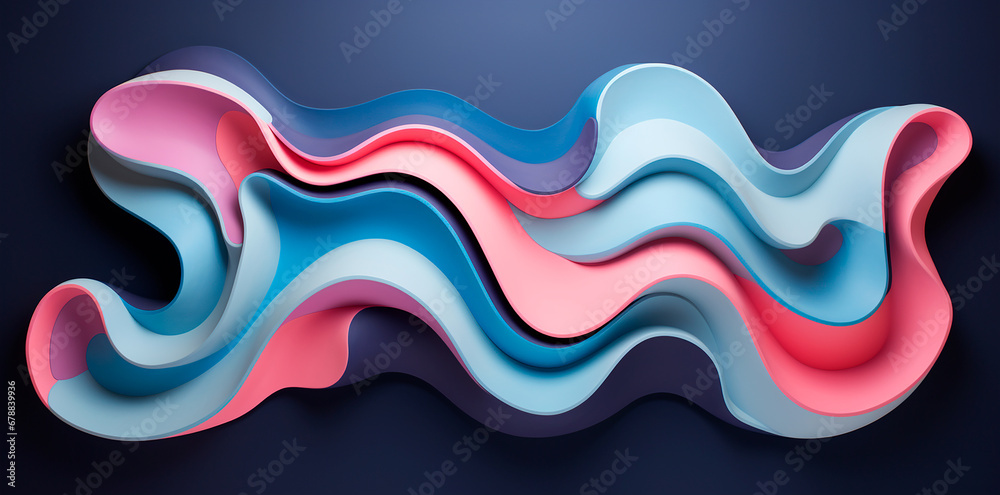 Fondo abstracto lineas- Rosa, azul, naranja - Lineas concepto renderizado 3d