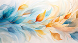 Hojas acuarela ilustración liquida - Dorado hojas plantas ramas pintura abstracto - Azul y dorado oro