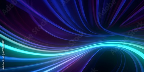  Wavy Neon Lights Tunnel with Blue, Purple and Green Curves.