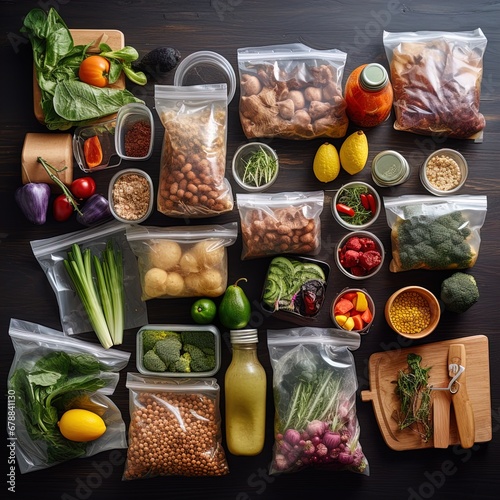 A kitchen counter with organic fruits and veggies. Great for stories on vegetarianism, vegan, organic farming, farm-to-table, sustainability, healthy eating, plant based diet and more.  photo