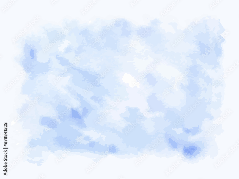 Blue Watercolor Background. Vector illustration of rectangular paint stain. Isolated splash texture drawn by hand. Brush stroke painting in pastel colors. Copy space for card text