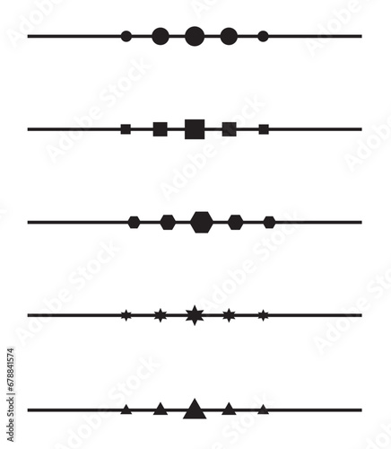 Set of decorative lines with shapes, border and page rules frame, vector illustration
