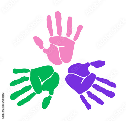 Handprint logo. Palm silhouette. Print hand with five fingers.