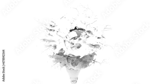 white milk splash 3d render illustration liquid wave for dairy