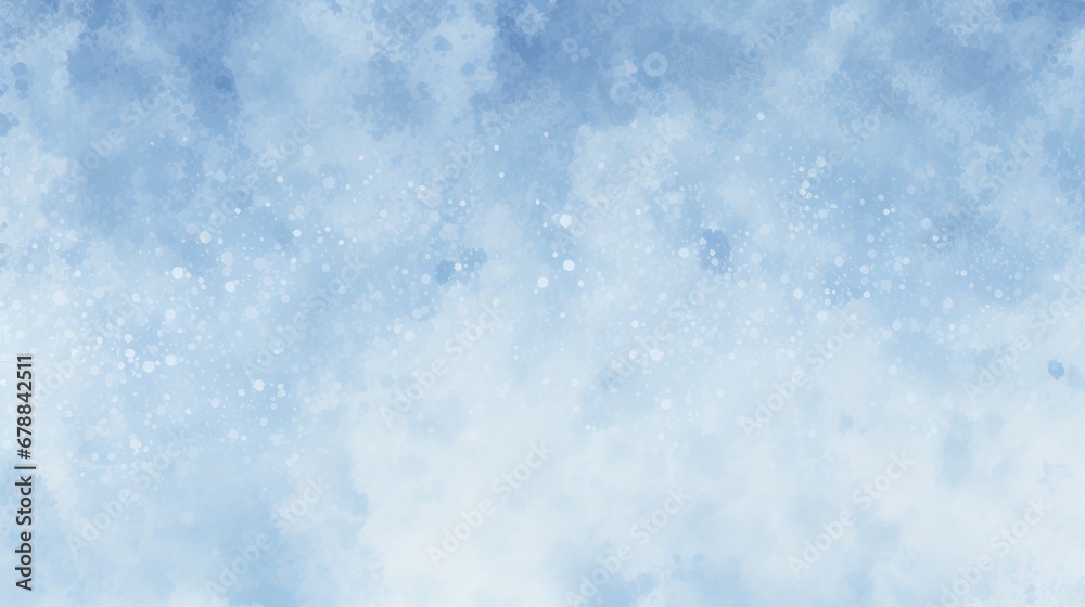 Artistic interpretation of snow falling on a textured blue watercolor