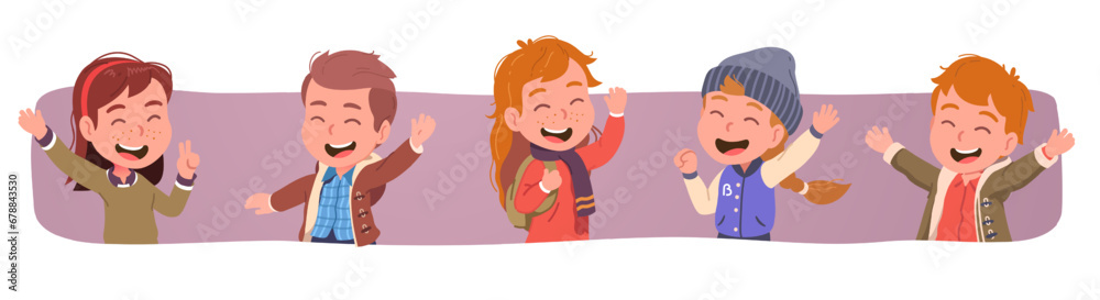 Girls, boys kids wearing winter warm clothes set Girls, boys kids wearing winter warm clothes set