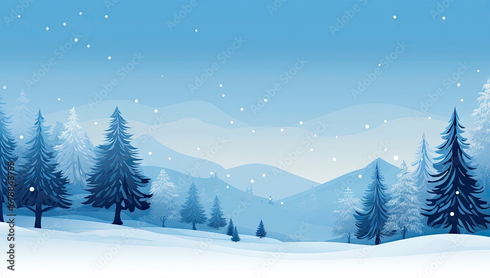 a blue winter landscape background with trees in the background Generative AI