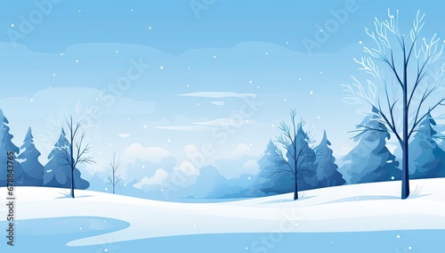 a blue winter landscape background with trees in the background Generative AI