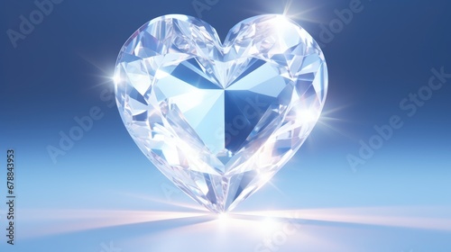 Crystal Shiny heart background. Happy Valentines Day, wedding concept. Symbol of love. Diamond gemstones crystalline hearts semi precious jewelry. For greeting card, banner, flyer, party invitation.. © Oksana Smyshliaeva