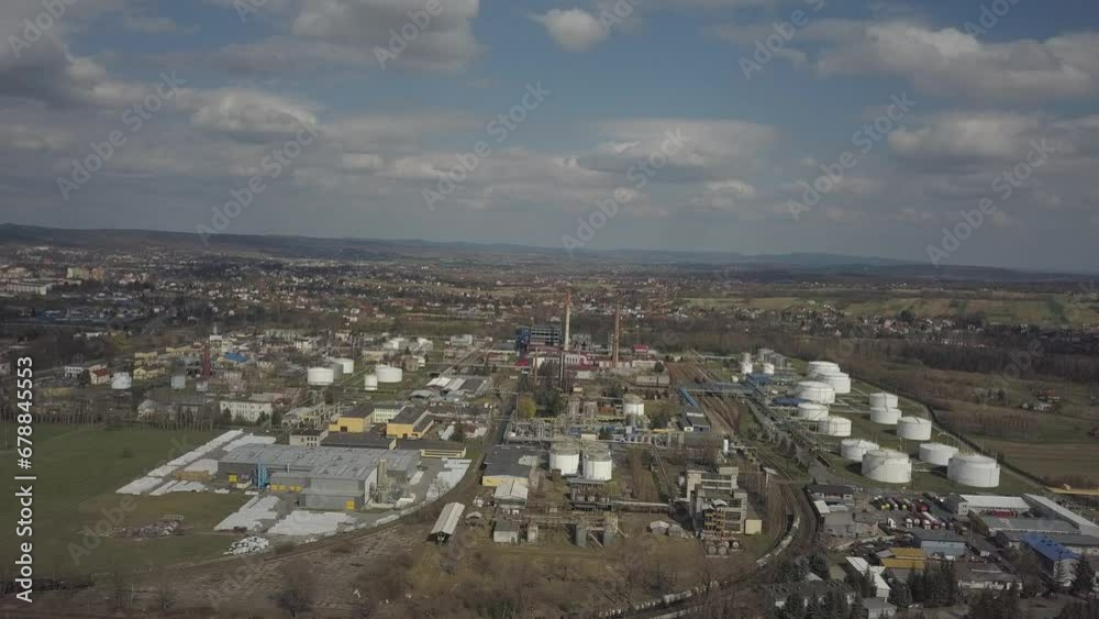 Europe. Clean of an oil refinery. View from the height of the bird's palette. Shooting with a quadcopter, an aircraft, drones, aerial photography. Oil refining industry. Production of chemicals. Europe. Clean of an oil refinery. View from the height of the bird's palette. Shooting with a quadcopter, an aircraft, drones, aerial photography. Oil refining industry. Production of chemicals.