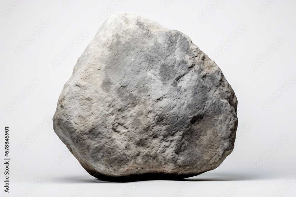 single gray rock on white background - obrazy, fototapety, plakaty 