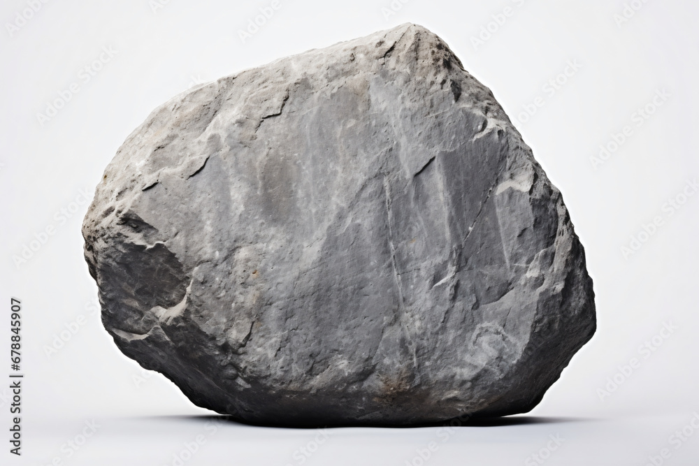 Angular stone with textured details on a white background Angular stone with textured details on a white background
