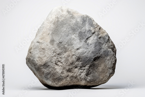single gray rock on white background