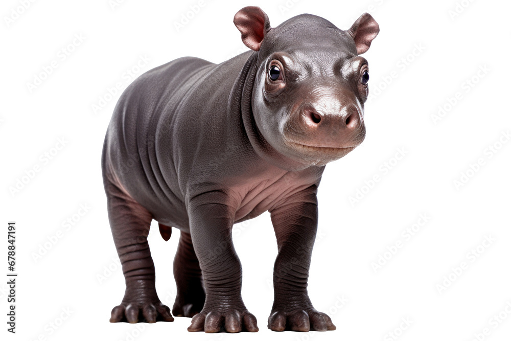 A baby hippopotamus isolated on a transparent background. A baby hippopotamus isolated on a transparent background.