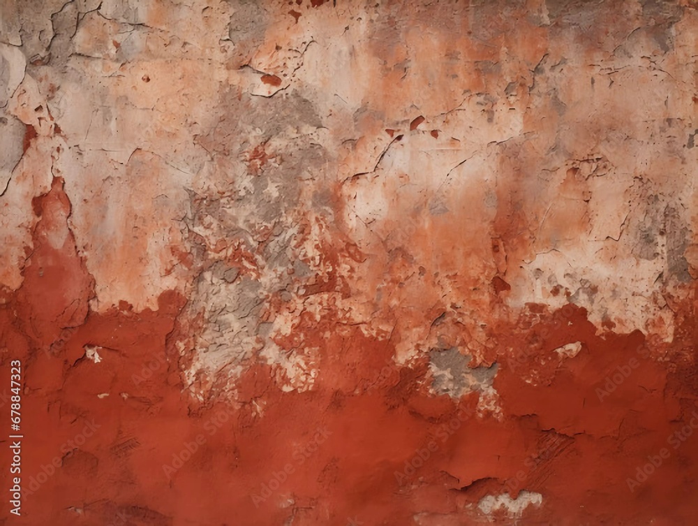 Old red plaster wall texture. Abstract background, AI generator