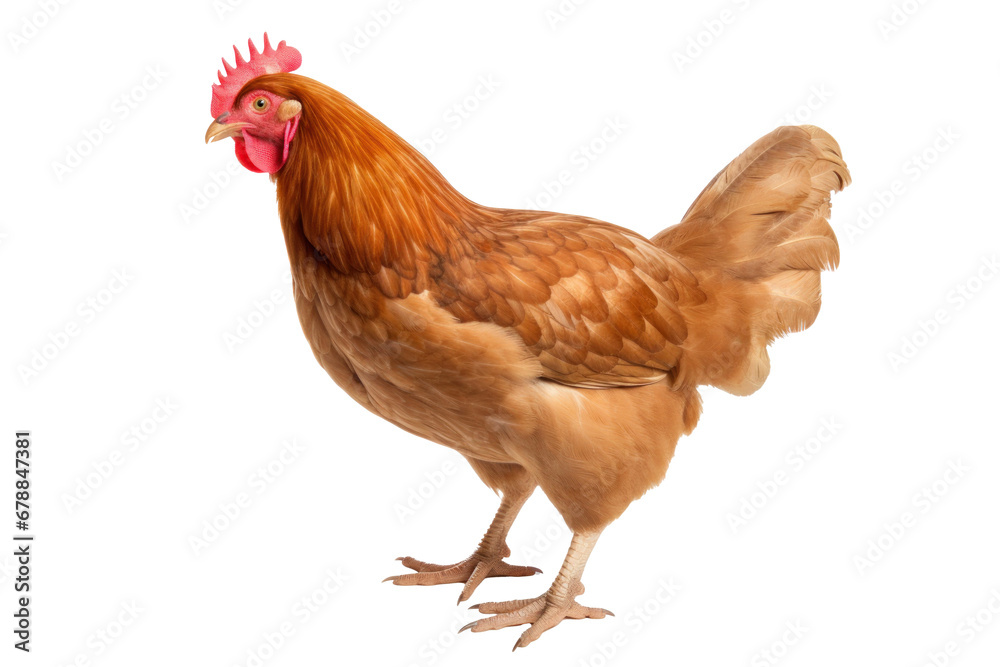 A chicken isolated on a transparent background.