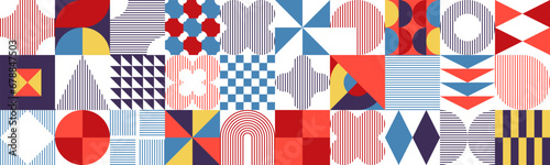 Modern geometric card. Memphis style design element. Minimalistic shape pattern.