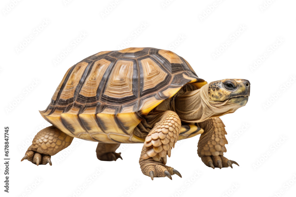 Obraz premium A greek tortoise isolated on a transparent background.