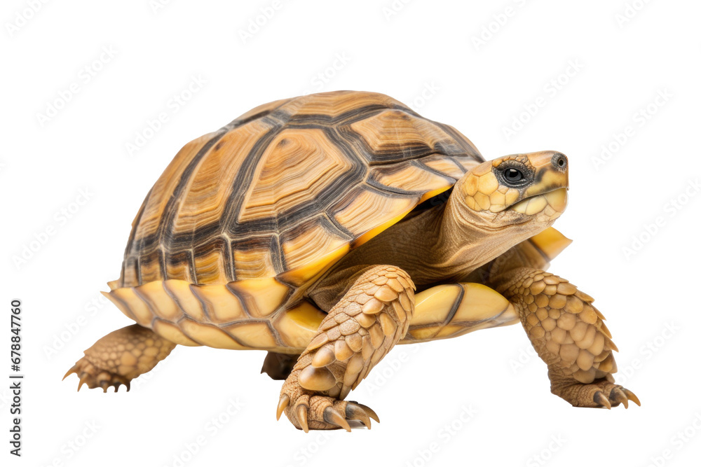 A greek tortoise isolated on a transparent background.