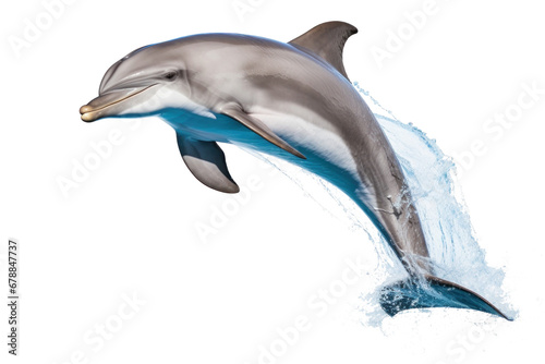 Fototapeta A dolphin jumping isolated on transparent background.