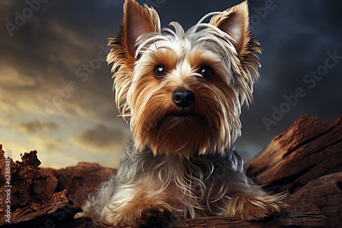 Yorkshire terrier puppy. close-up portrait, against the background of nature. Ai art © Tatyana Olina