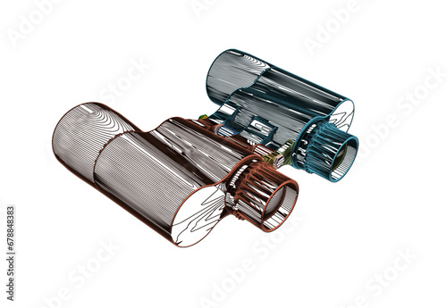 Multicolored binoculars on a white background.