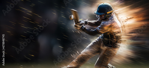 Graphic sketch showing a cricketer in motion. photo