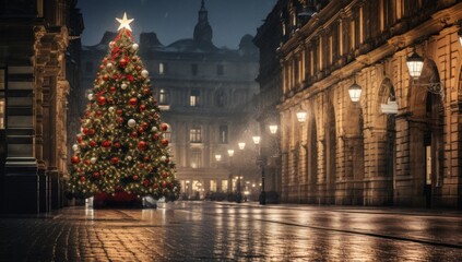 an image of a christmas tree in a street schlieren
