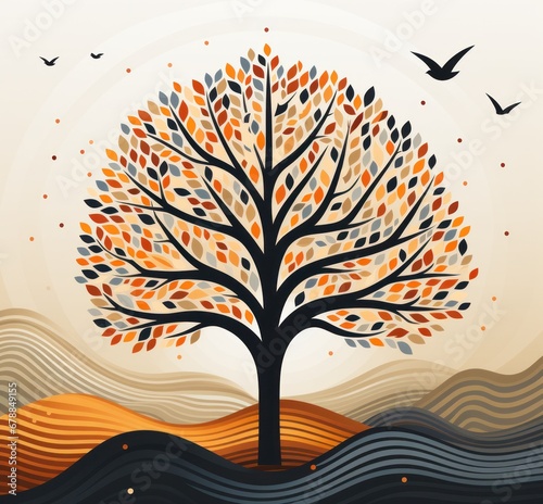 winter tree tree illustration geometric shapes