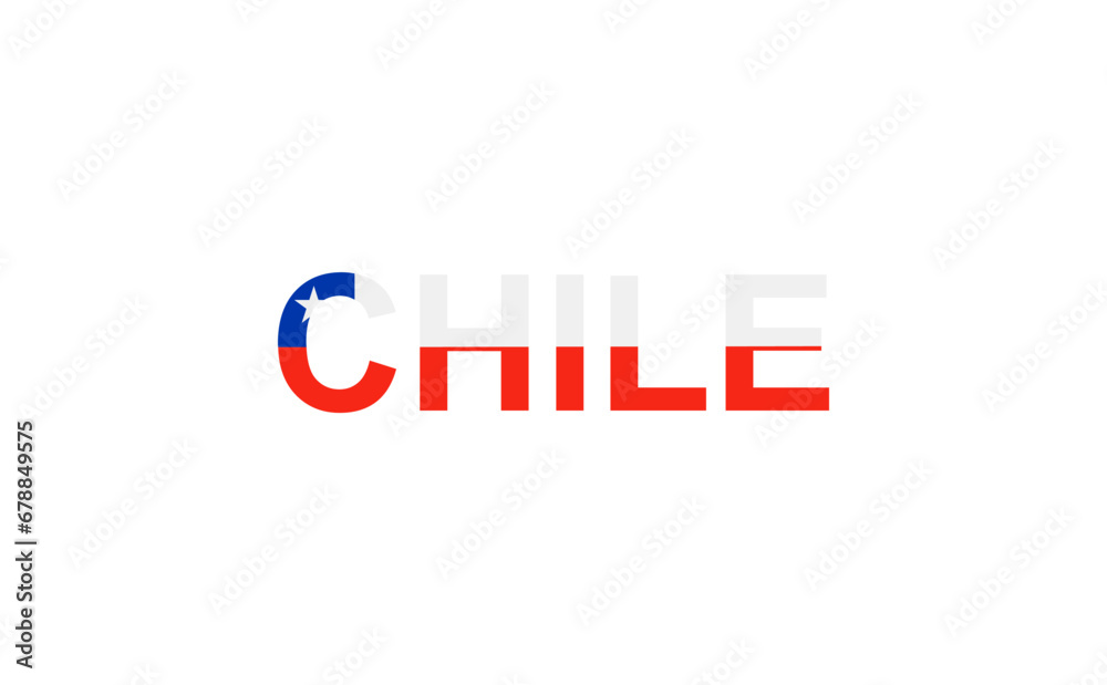 Letters Chile in the style of the country flag. Chile word in national flag style. Letters Chile in the style of the country flag. Chile word in national flag style.